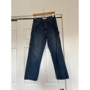 The Great Womens 27 Blue Denim Dark Wash The Carpenter Pant Jeans Cargo Straight